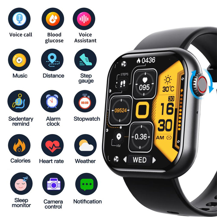 Heart Rate &amp; Blood Pressure Monitor Square Smartwatch Fitness Tracker