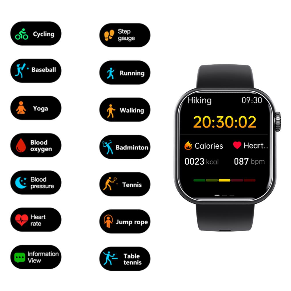 Heart Rate &amp; Blood Pressure Monitor Square Smartwatch Fitness Tracker