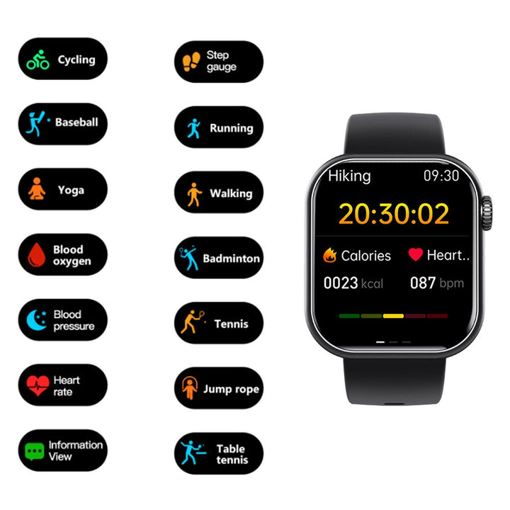 Heart Rate &amp; Blood Pressure Monitor Square Smartwatch Fitness Tracker