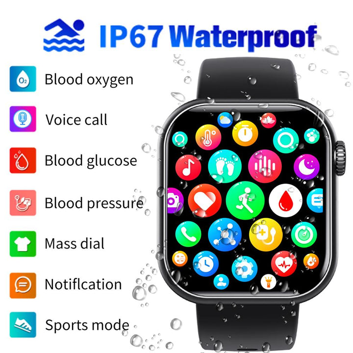 Heart Rate &amp; Blood Pressure Monitor Square Smartwatch Fitness Tracker