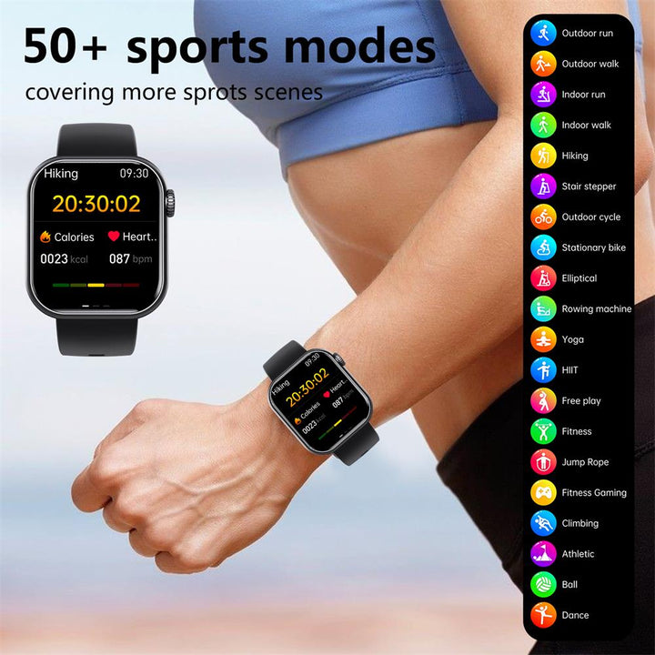 Heart Rate &amp; Blood Pressure Monitor Square Smartwatch Fitness Tracker