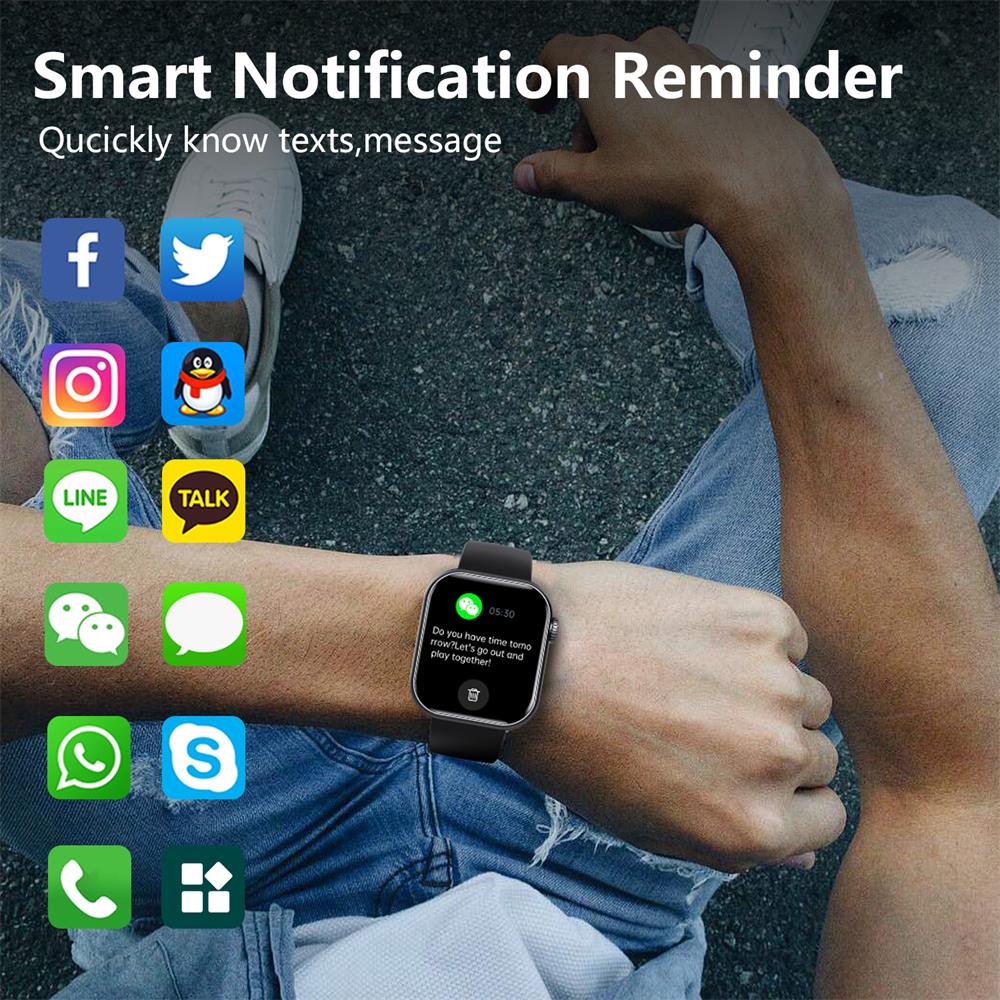 Heart Rate &amp; Blood Pressure Monitor Square Smartwatch Fitness Tracker