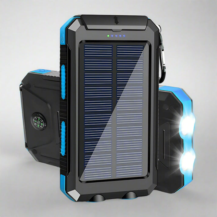 Solar Power Bank Portable Waterproof Charger with Flashlight Torch