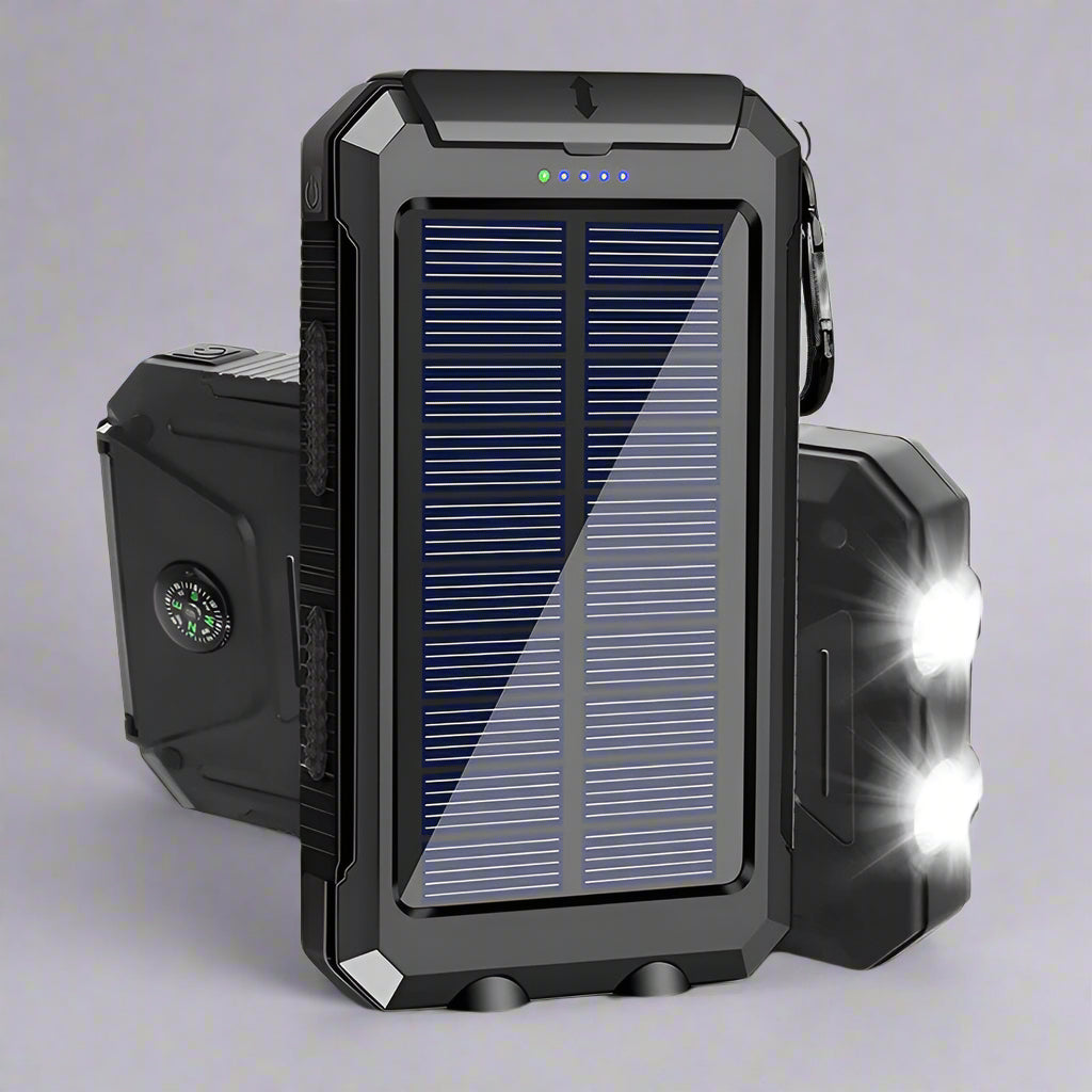 Solar Power Bank Portable Waterproof Charger with Flashlight Torch