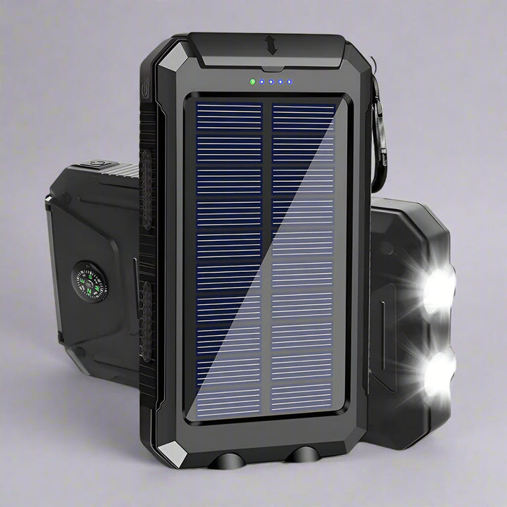 Solar Power Bank Portable Waterproof Charger with Flashlight Torch