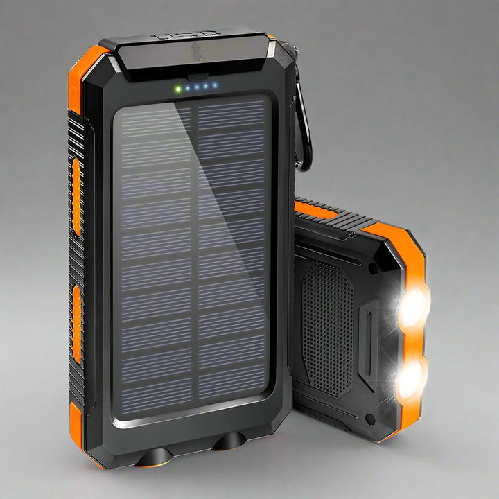 Solar Power Bank Portable Waterproof Charger with Flashlight Torch
