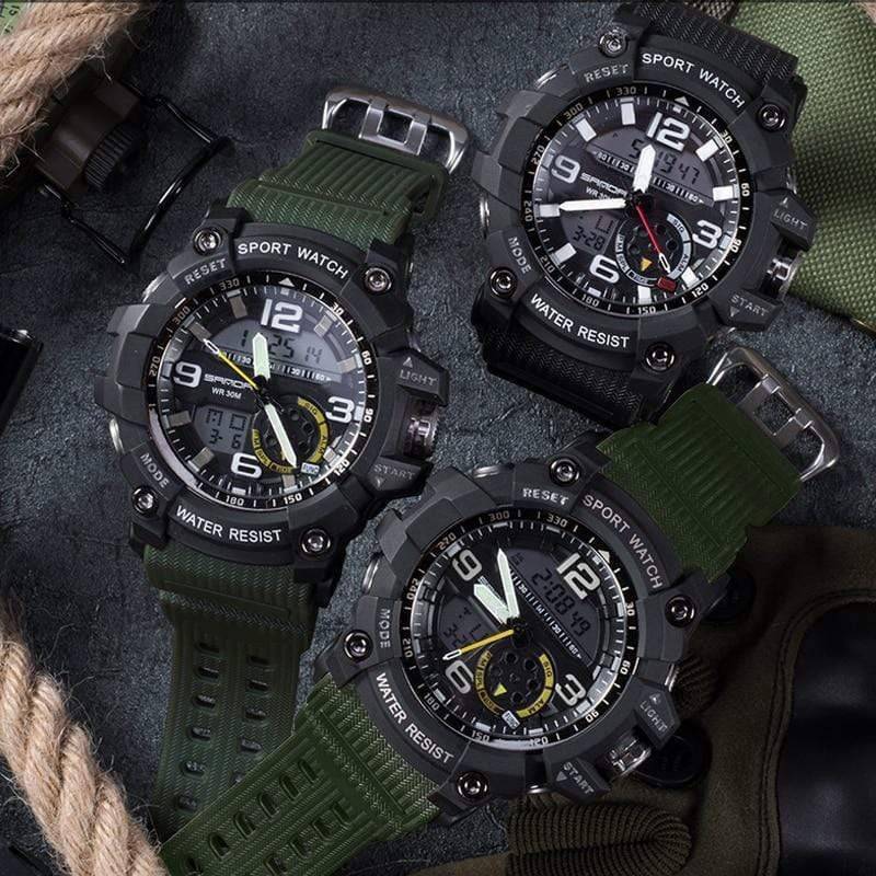 Military Style Circular Analog Sport Wristwatch