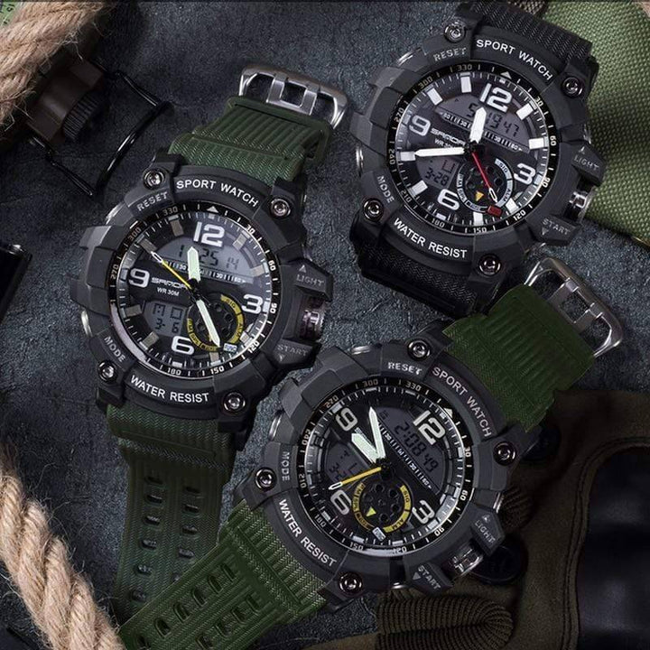 Military Style Circular Analog Sport Wristwatch
