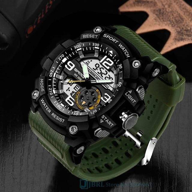 Military Style Circular Analog Sport Wristwatch