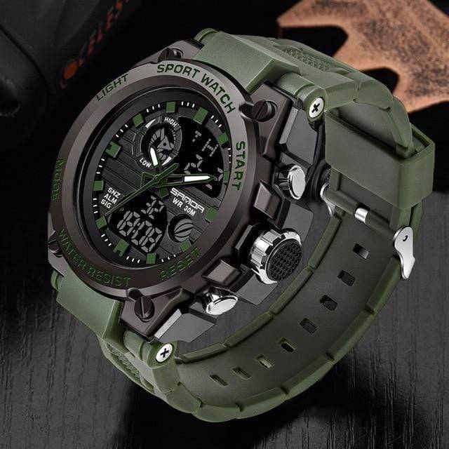 Military Style Circular Analog Sport Wristwatch