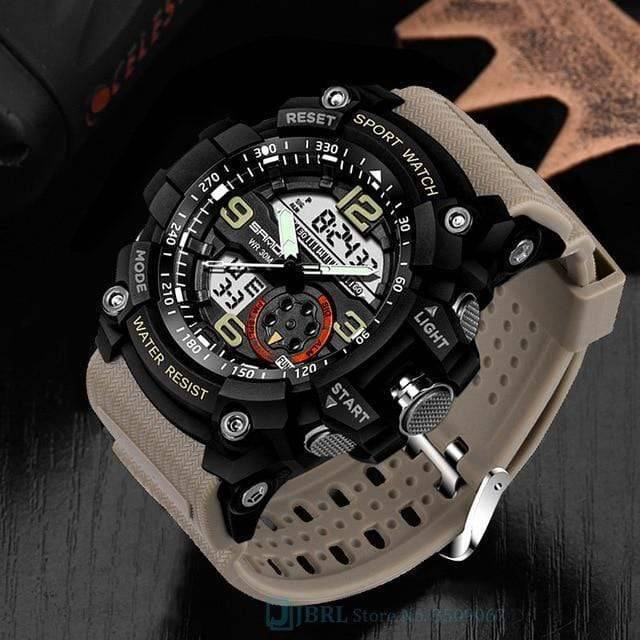 Military Style Circular Analog Sport Wristwatch