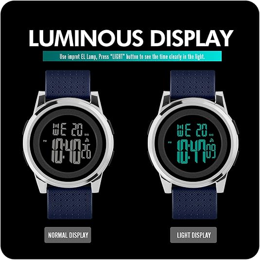 Digital Sports Watch Waterproof Ultra-Thin Round Wristwatch